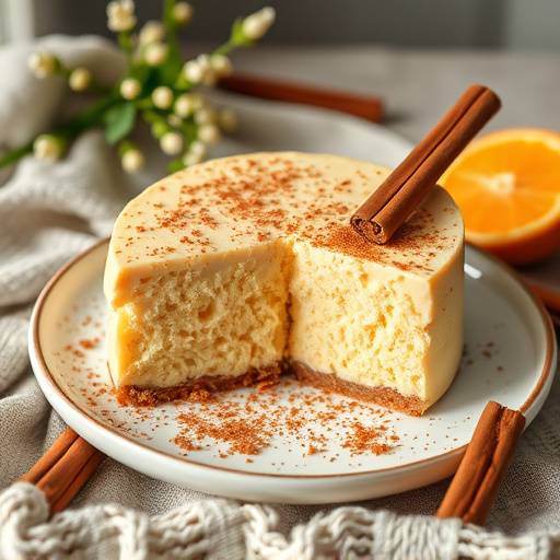 A creamy melktert with a light dusting of cinnamon, cut into slices.